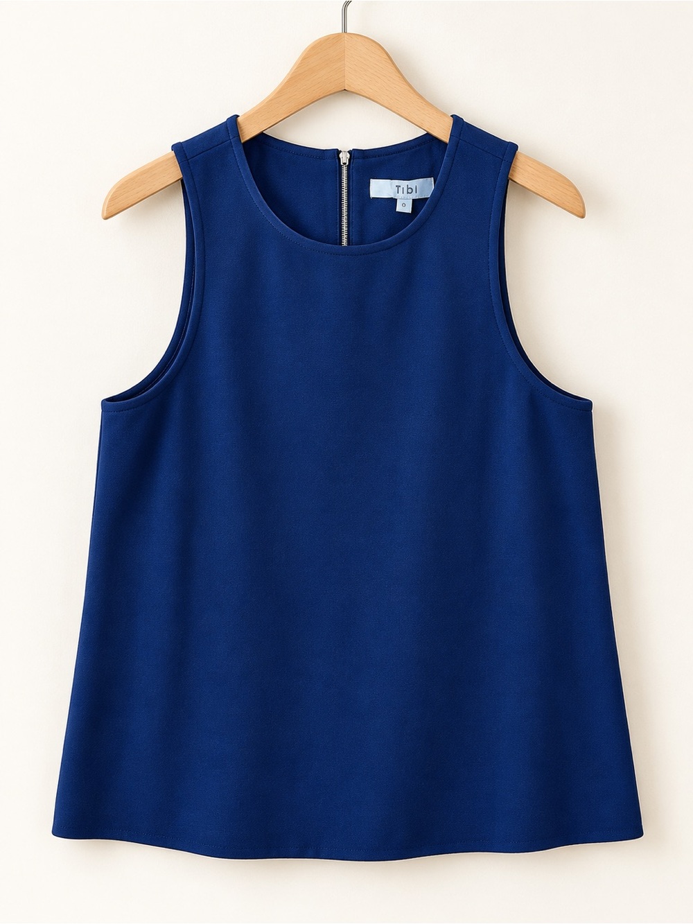 Tibi Navy Blue Sleeveless Scoop Neck Exposed Back Zip Top Size 0